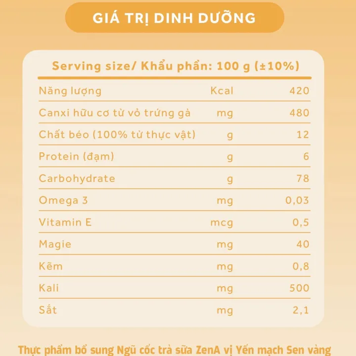 Alternative view of Ngũ Cốc Trà Sữa Vị Yến Mạch Sen Vàng Hộp 500g_ Zena