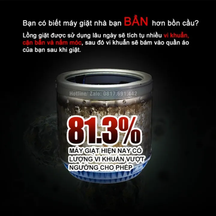 Alternative view of Tẩy Lồng Máy Giặt Dạng Viên ( Hộp 12 Viên ), Dạng Bột ( Túi 450g) Ctb381 - Bechip