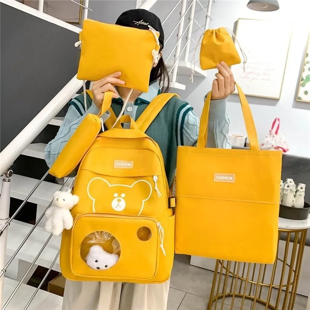 Set Balo 4 Món Đi Học Gấu Xinh Vừa A4 St543 - Nana House