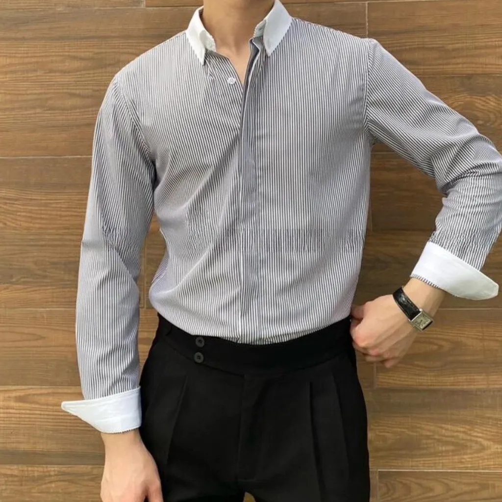 Alternative view of Áo Sơ Mi Nam Tuto5 Menswear Kẻ Sọc Dài Tay Form Slim Fit Cao Cấp Chính Hãng Smt05 - Tuto5