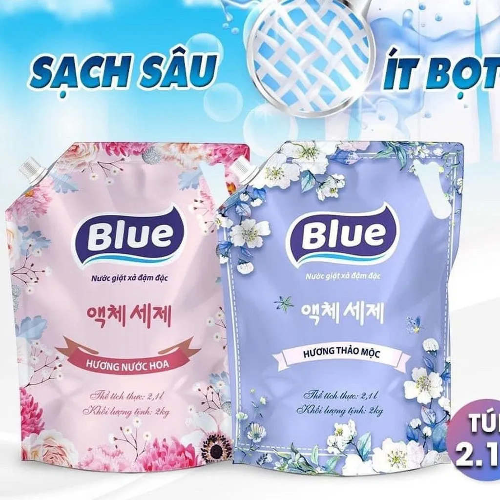 Combo 2 Túi Nước Giặt Blue Hàn Quốc Hương Thảo Mộc, Hương Nước Hoa Chính Hãng 4000ml/2 Túi - Blue
