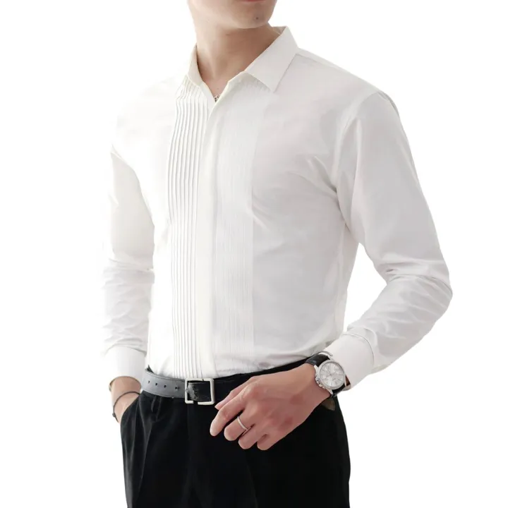 Alternative view of Áo Sơ Mi Nam Trắng Xếp Ly Tuto5 Menswear Vr05 - Sơ Mi Công Sở Dài Tay Cotton Chống Nhăn Cao Cấp - Tuto5