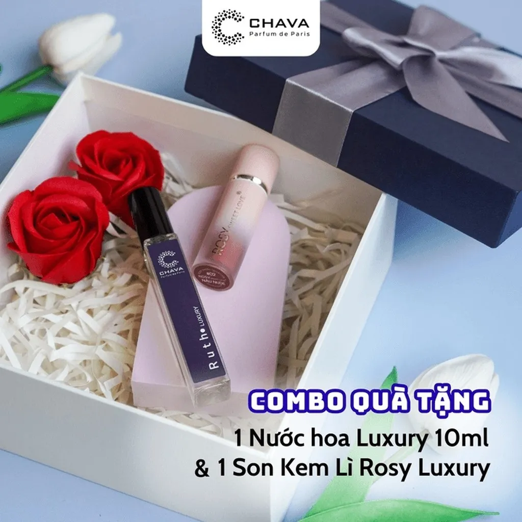 [combo Quà Tặng] 1 Son Kem Lì Rosy Luxury + 1 Nước Hoa Luxury 10ml - Chava