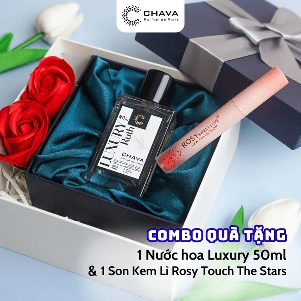 [combo Quà Tặng] 1 Nước Hoa Luxury 50ml (deborah/ruth) + 1 Son Kem Lì Rosy Touch The Stars - Chava