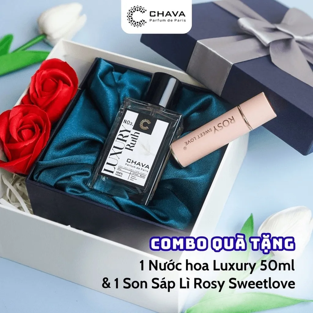[combo Quà Tặng] 1 Nước Hoa Luxury 50ml (deborah/ruth) + 1 Son Sáp Lì Rosy Sweetlove - Chava