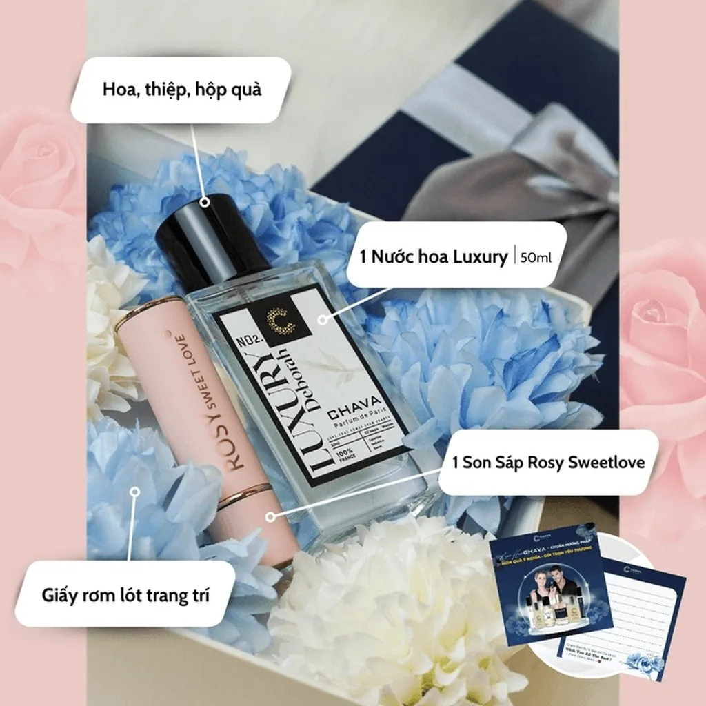 Alternative view of [combo Quà Tặng] 1 Nước Hoa Luxury 50ml (deborah/ruth) + 1 Son Sáp Lì Rosy Sweetlove - Chava