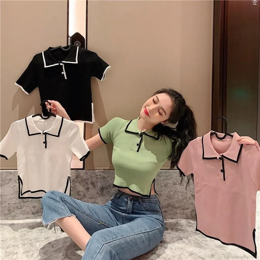 Áo Len Cổ Bẻ Phối Viền Xẻ Tà 2 Bên Độc Đáo Sldca176 - Diepchi Fashion