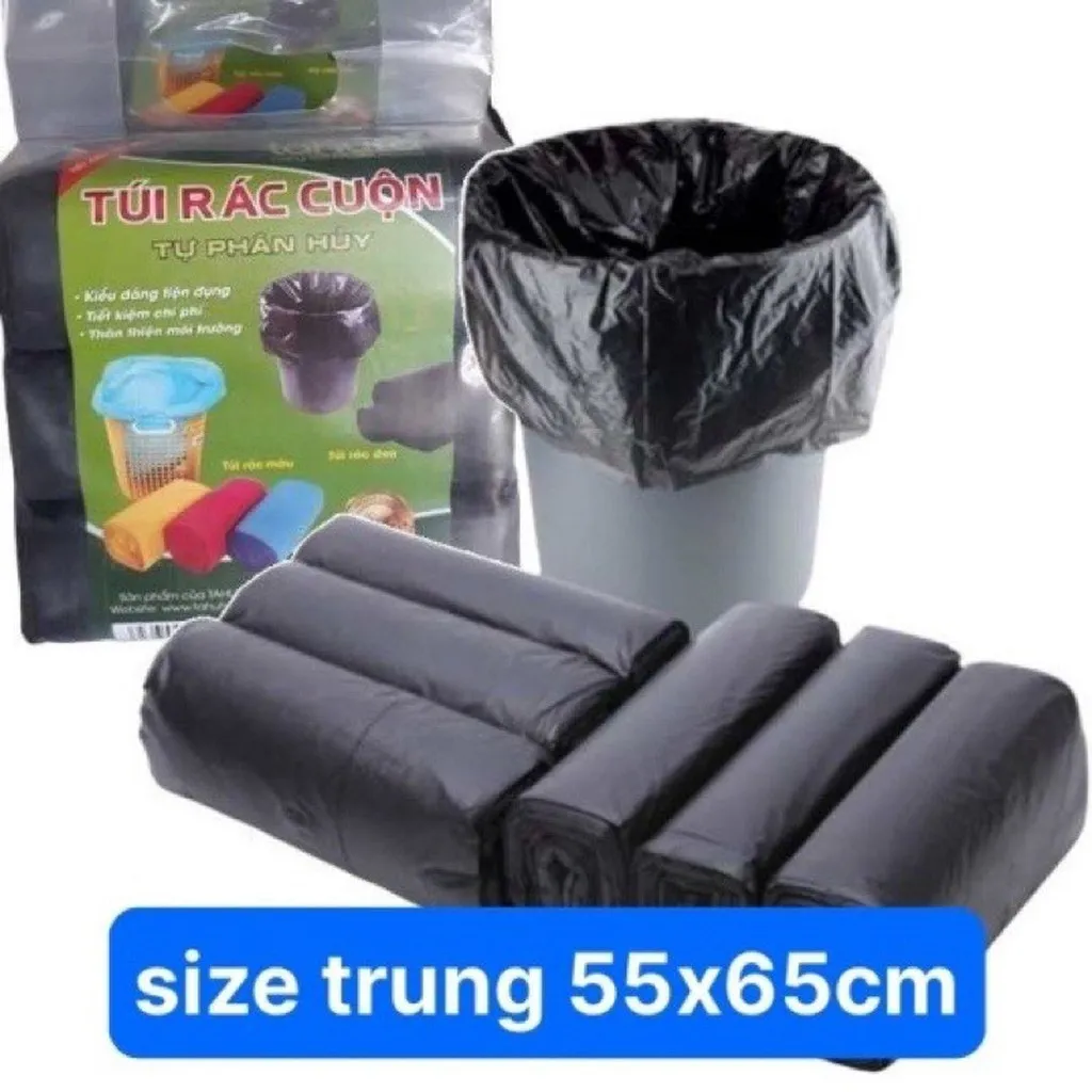 Túi Đựng Rác Màu Đen Size Trung 55x65cm (bọc 3 Cuộn) - Su