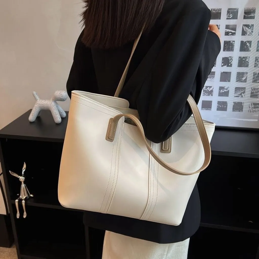 Alternative view of Túi Tote Da, Đeo Vai Da Mềm May Viền Sang Trọng Đẹp Mắt Pp456 - Pipi Store