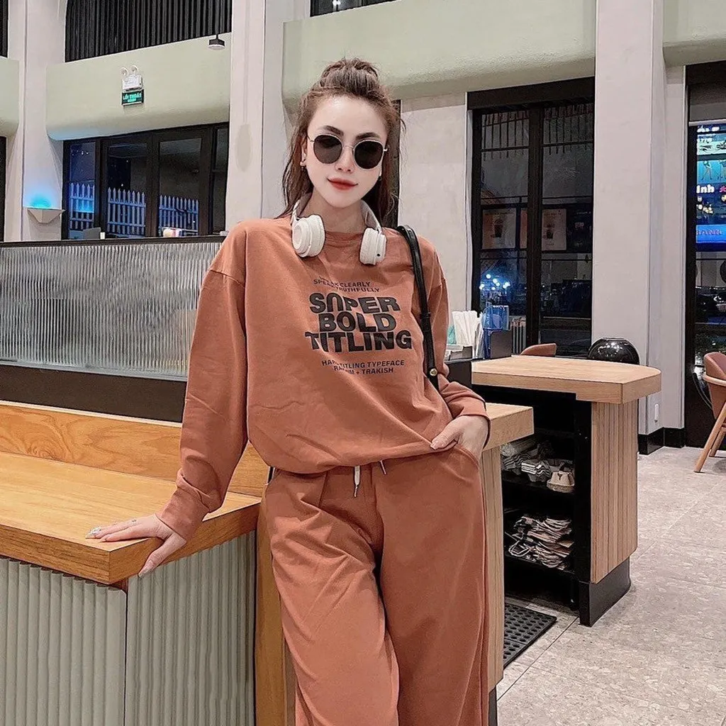 Set Bộ Thể Thao Thun Nữ Phối Dáng Cao Form Đẹp Có In Chữ Snper Bold Chất Vải Nỉ Dày Co Giãn Tuyệt Vời Hàng Siêu Xinh Đang Hot Trend-htm Fashion