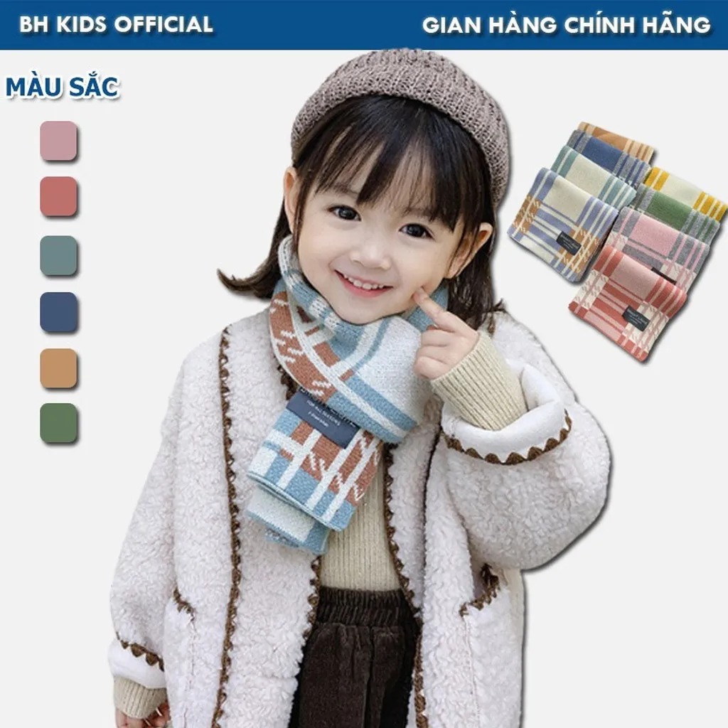 Khăn Len Dệt Kim Bright, Phong Cách Hàn Quốc, Dày Dặn, Ấm Áp, Dễ Thương, Phù Hợp Với Bé Trai Và Bé Gái Ch131 - Bh Kids