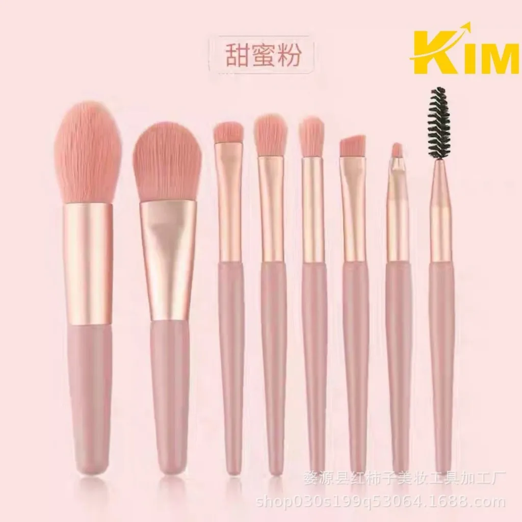 Full Bộ Cọ 8 Cây Makeup Lông Mềm Mịn Tặng Kèm Túi Zip Vintage - Kim