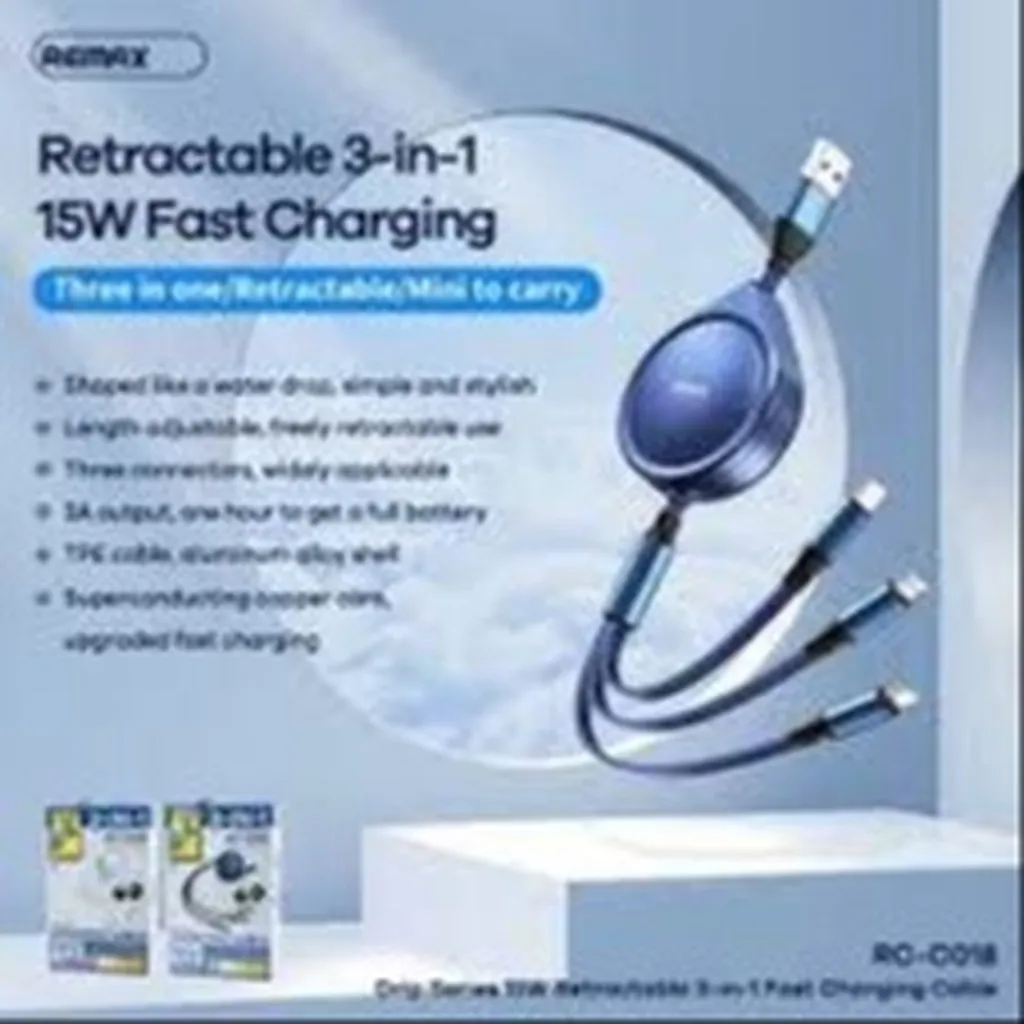 Alternative view of Hộp 1 Cái - Cáp Sạc 3 Trong 1 15w Rc-c018 Remax (giao Màu Ngẫu Nhiên)