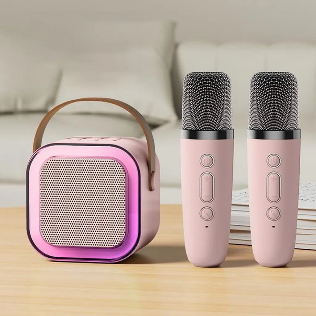 Loa Karaoke Mini K12 Sạc Pin Không Dây Tặng Kèm 2 Mic - Gdn