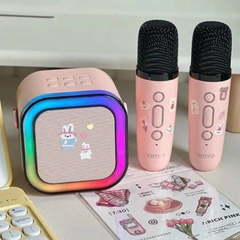 Alternative view of Loa Karaoke Mini K12 Sạc Pin Không Dây Tặng Kèm 2 Mic - Gdn