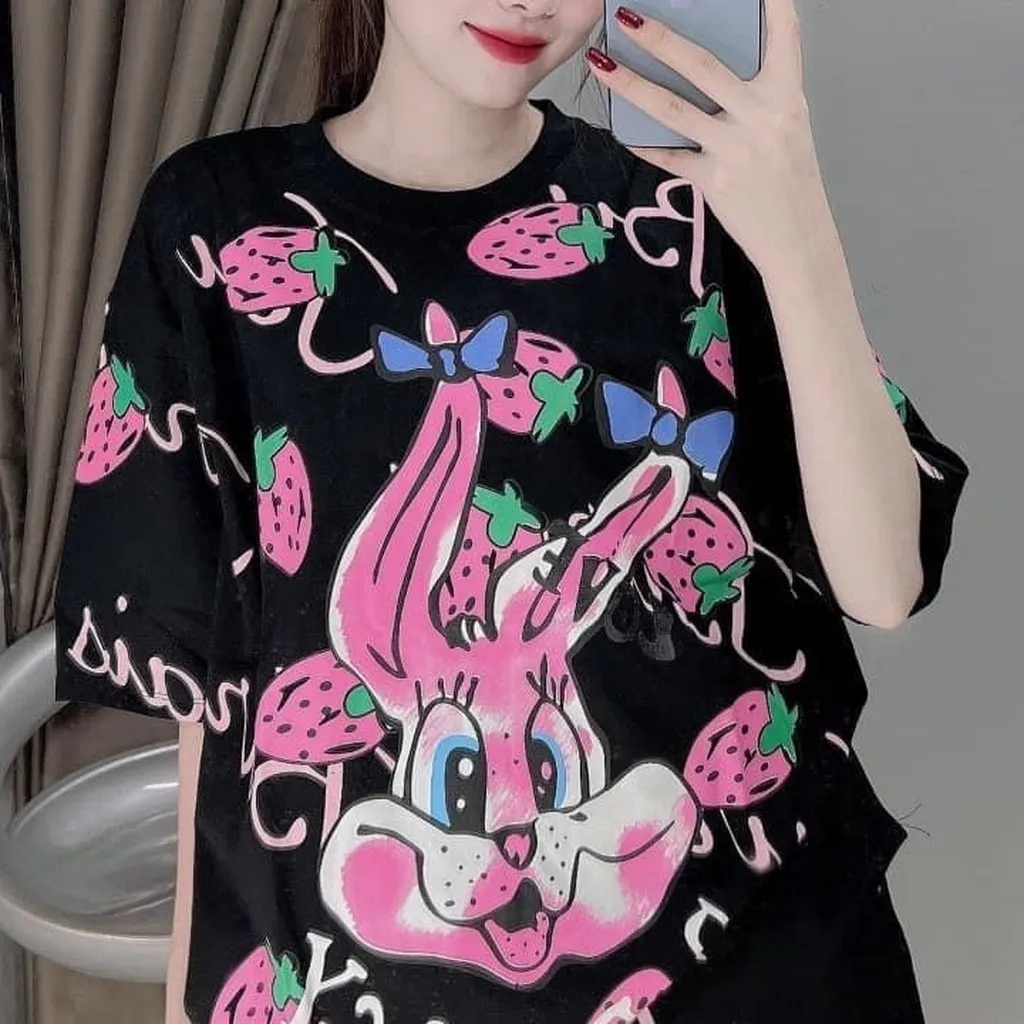 Alternative view of Set Bộ Đồ Nữ In Nổi Bé Thỏ Siêu Cute Dáng Form Rộng Chất Liệu Vải Thun Co Giãn Tốt Hàng Đẹp Lắm Nha Hot Trend-htm Fashion