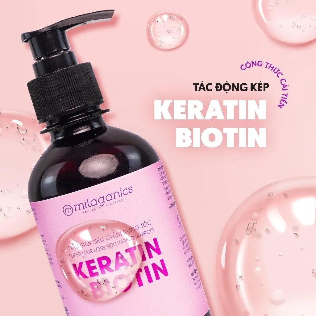 Alternative view of Combo Siêu Mọc Tóc Dầu Gội 240ml & Xịt Mọc Tóc 150ml Biotin & Keratin 4% Siêu Tăng Cường Mọc Tóc, Ngừa Rụng - Milaganics
