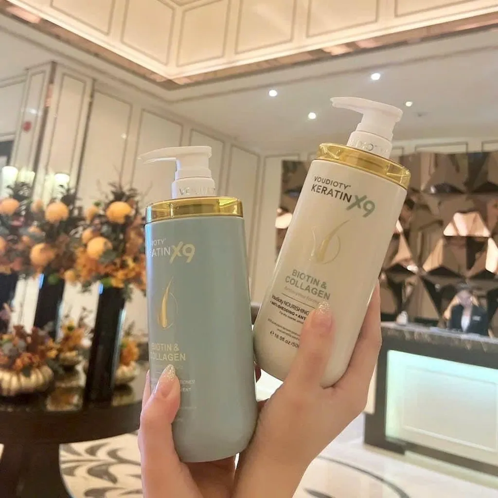Cặp Gội Xả Voudioty Keratin X9 Biotin & Collagen 500ml - Keratin