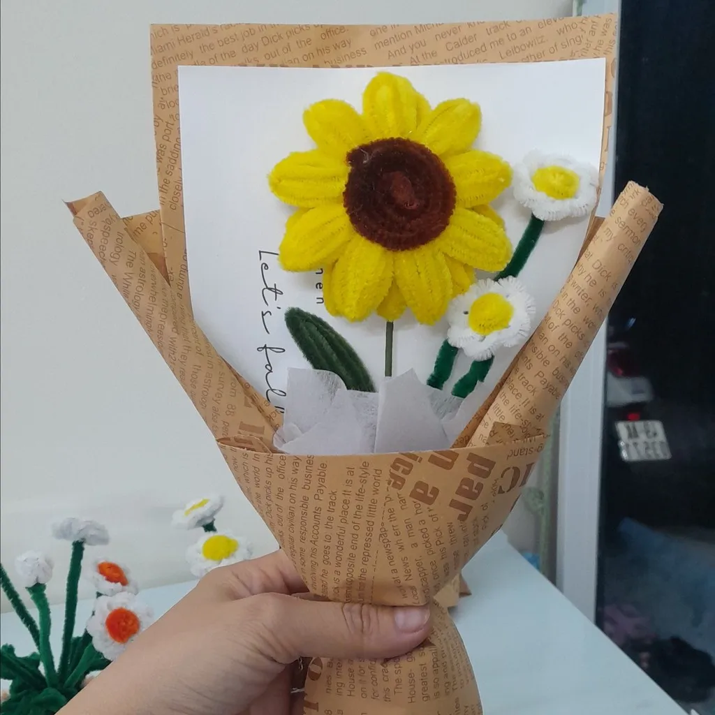 Bó Hoa Hướng Dương Kẽm Nhung Handmade Yk22