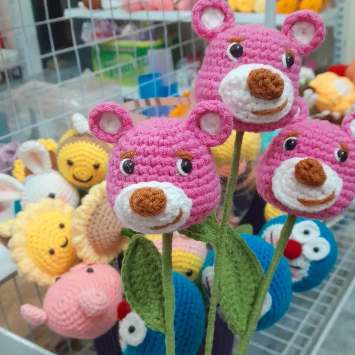 Hoa Đầu Thú Các Loại Bằng Len Handmade Yk23