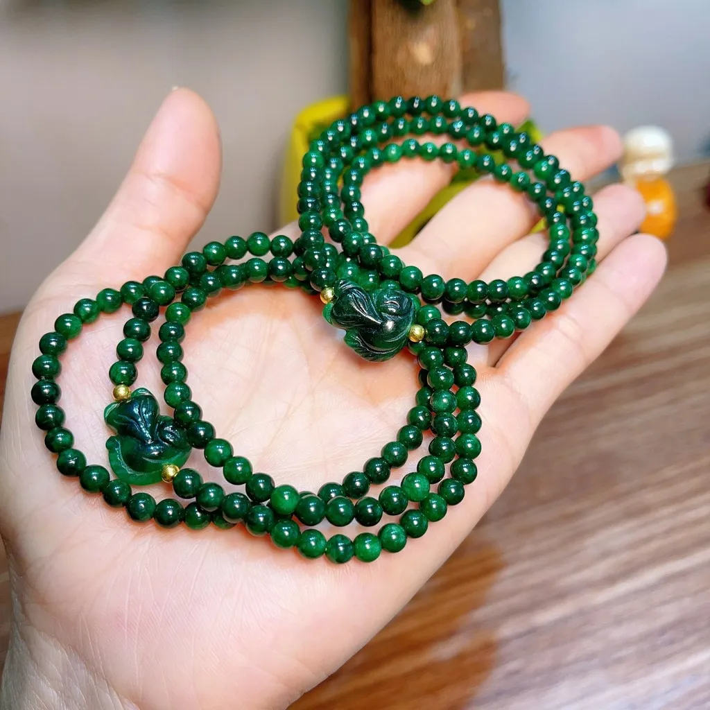 Chuỗi Vòng Tay Hồ Ly Ngọc Cẩm Thạch Sơn Thủy Bi Vàng Tây 10 Kara - Thắng Giang