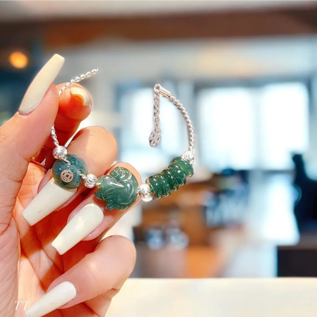 Vòng Tay Hồ Ly Ngũ Điếu Túi Tiền Lam Ngọc Thiên Nhiên Lõi Bạc Ta - Thắng Giang