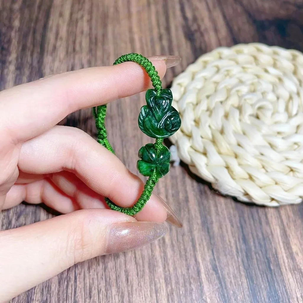 Vòng Tay Hồ Ly Cỏ Bốn Lá Ngọc Cẩm Thạch Sơn Thủy Thiên Nhiên - Thắng Giang