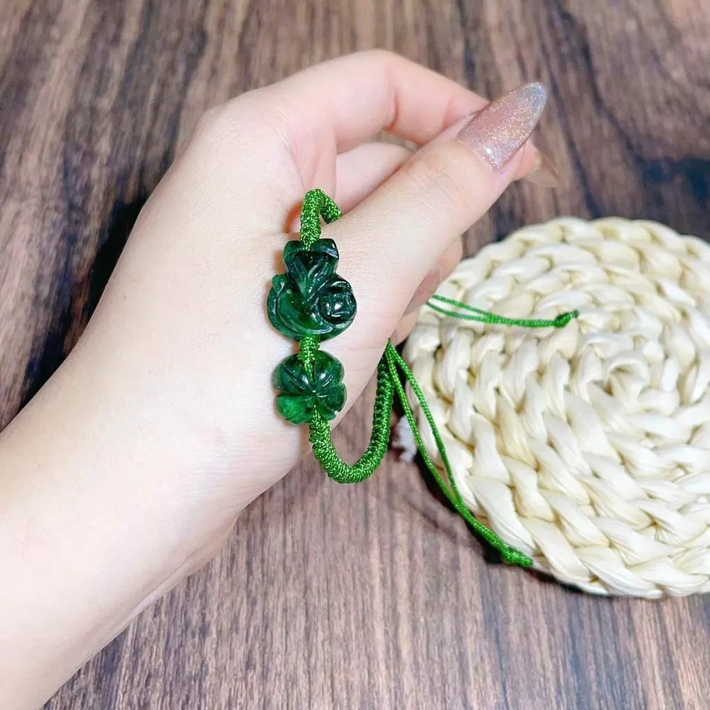 Alternative view of Vòng Tay Hồ Ly Cỏ Bốn Lá Ngọc Cẩm Thạch Sơn Thủy Thiên Nhiên - Thắng Giang