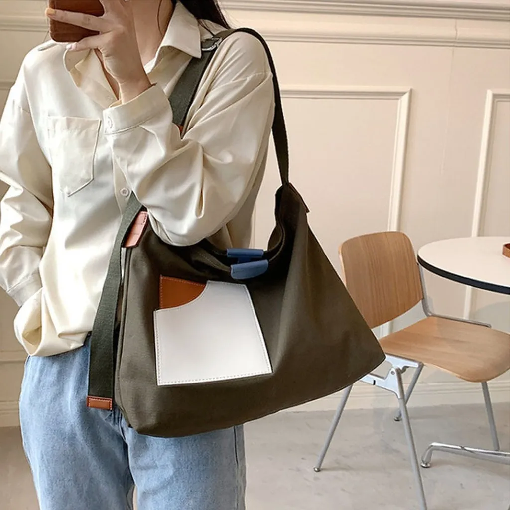Túi Tote Vải Canvas Phối Da Thời Trang Hàn Quốc Tt09