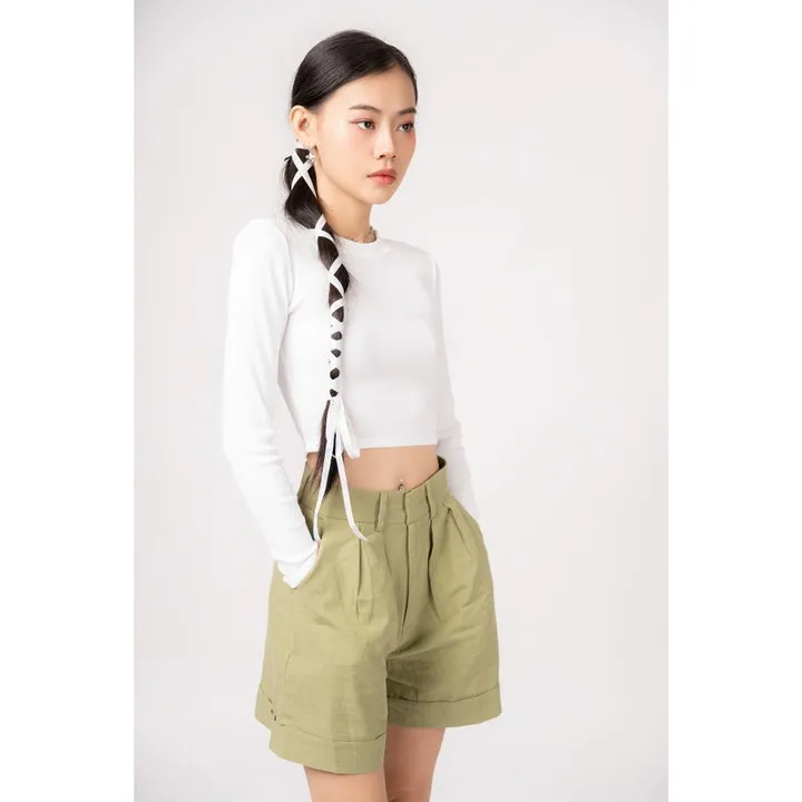 Alternative view of Áo Thun Dài Tay Cổ Tròn Trơn Dáng Croptop Chất Liệu Co Giãn, Tôn Dáng - Chipxinhxk