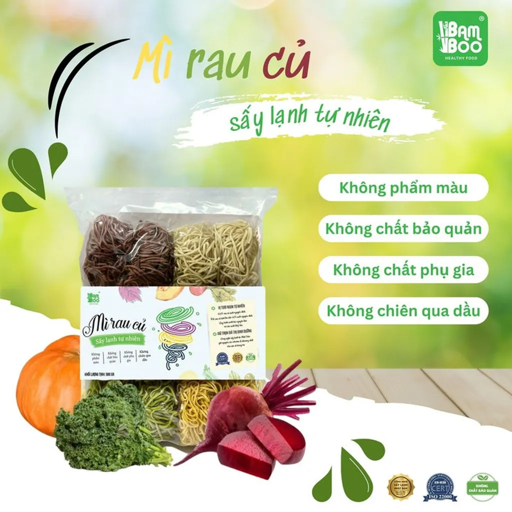 Mì Rau Củ Sấy Lạnh Tự Nhiên 500g - Bamboo Food