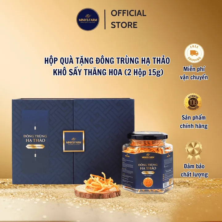 [loại Thượng Hạng] Hộp Quà Tặng Đông Trùng Hạ Thảo Khô Sấy Thăng Hoa Minh's Farm - Hộp 30g
