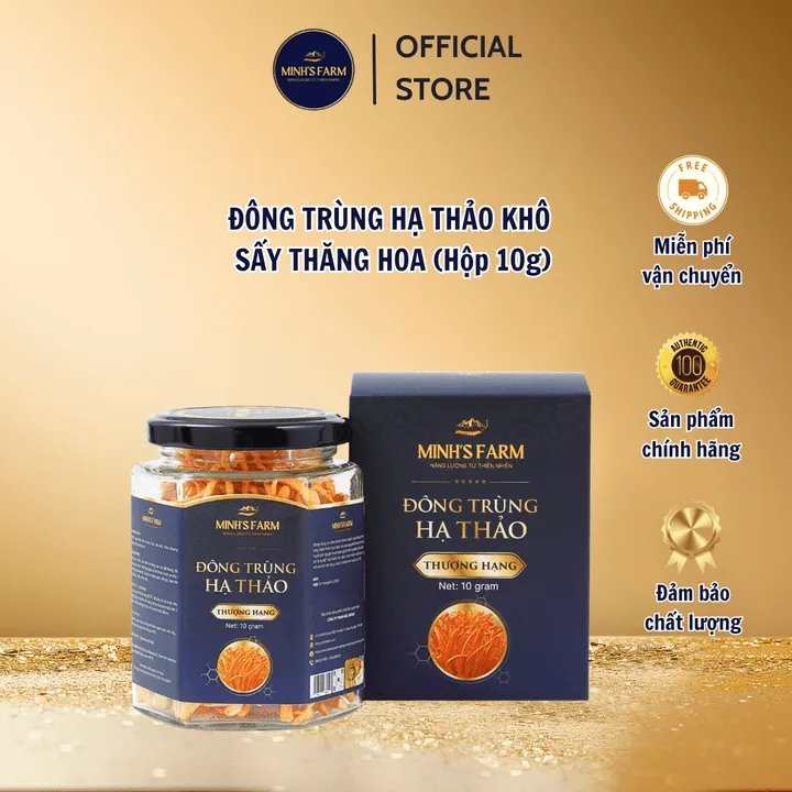 [loại Thượng Hạng] Đông Trùng Hạ Thảo Khô Sấy Thăng Hoa Minh's Farm - Hộp 10g
