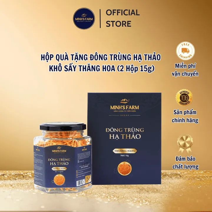 [loại Thượng Hạng] Hộp Quà Tặng Đông Trùng Hạ Thảo Khô Sấy Thăng Hoa Minh's Farm - Hộp 15g
