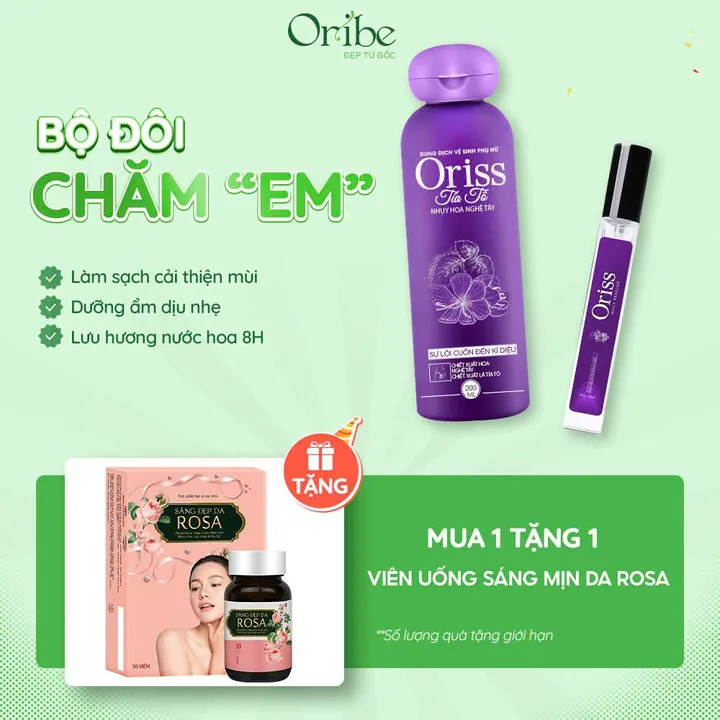 Bộ Dung Dịch Vệ Sinh Tía Tô 200ml Và Nước Hoa Vùng Kín 10ml Oriss Cho Nữ