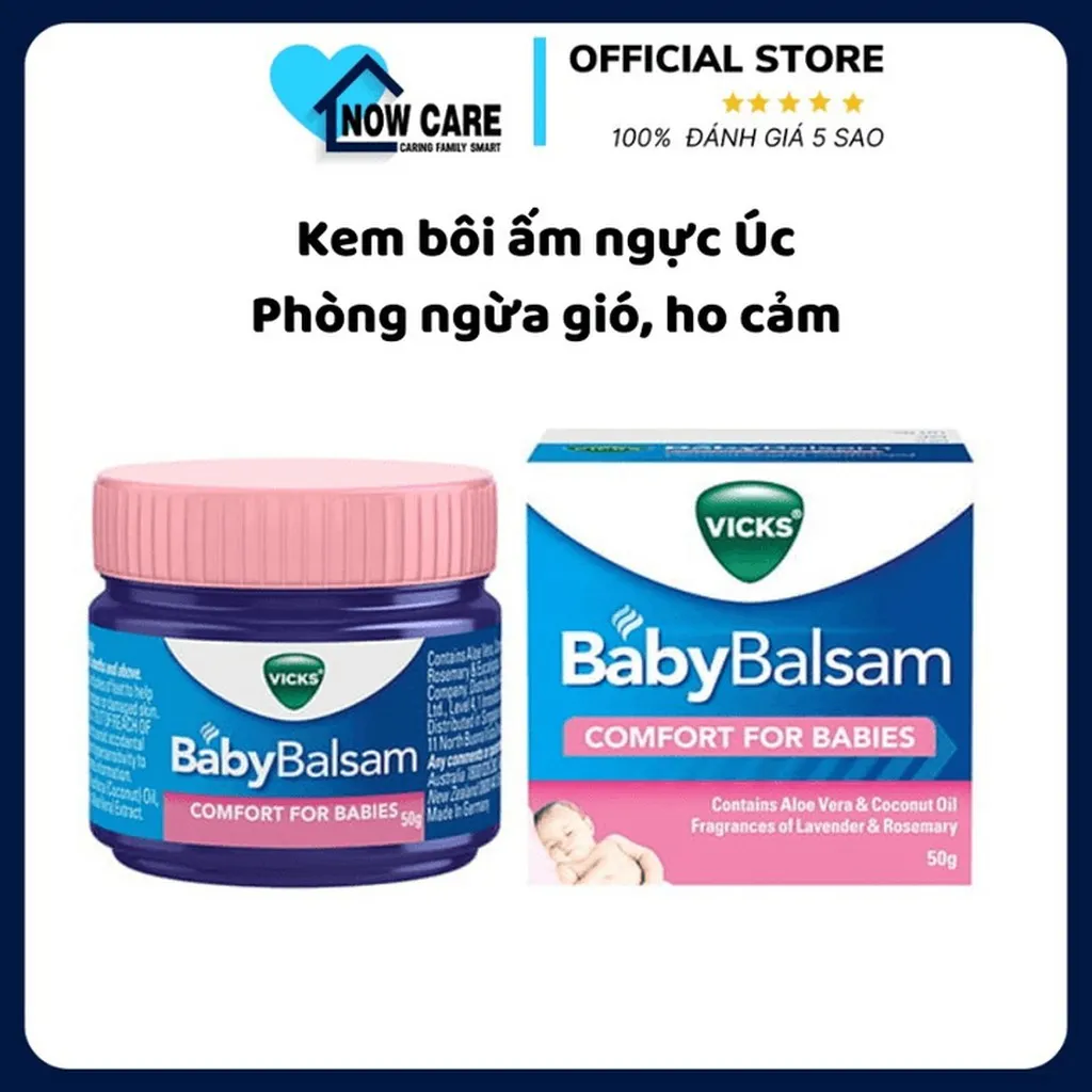 Kem Bôi Ấm Ngực Phòng Ngừa Gió, Ho Cảm Baby Balsam - Vicks