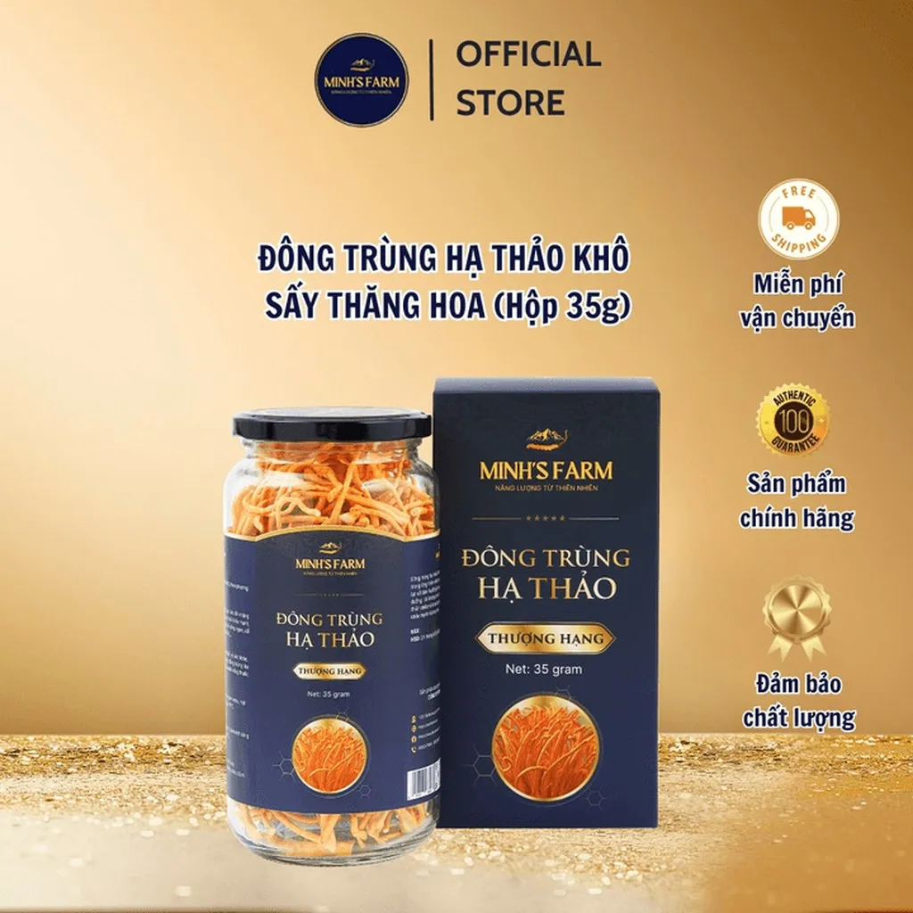 [loại Thượng Hạng] Đông Trùng Hạ Thảo Khô Sấy Thăng Hoa Minh's Farm - Hộp 35g