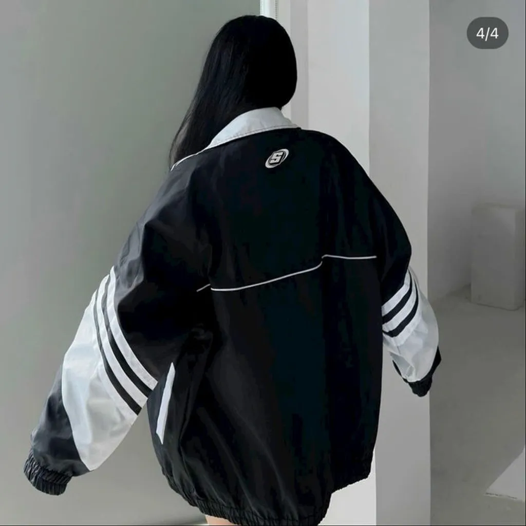 Alternative view of Áo Khoác Dù Mero Cao Cấp Form Rộng Unisex Cổ Phối Màu Tay Viền Sọc Siêu Xinh - Kim