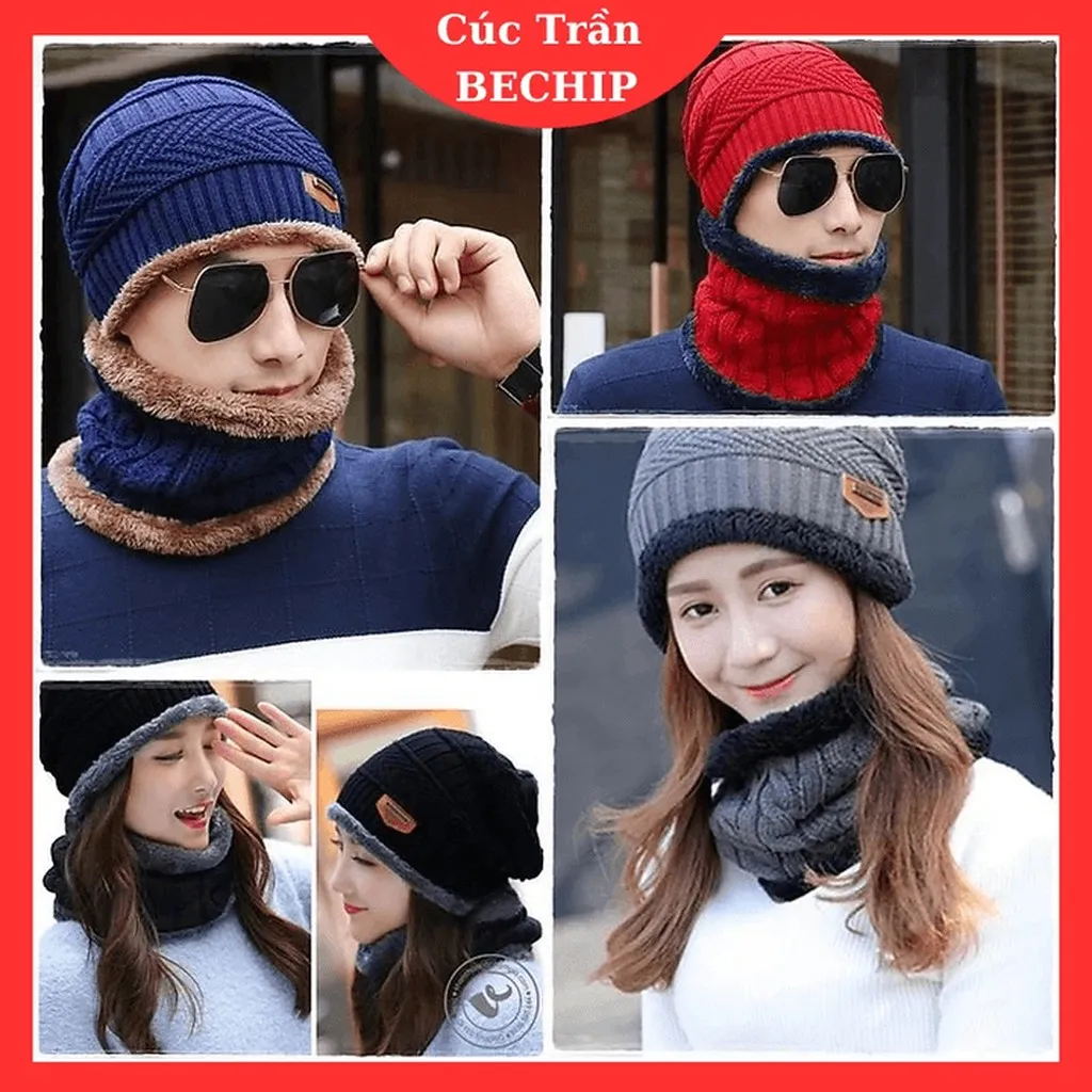 Set Mũ Len Kèm Khăn Nam Nữ Hàn Quốc Cao Cấp Ctb517 - Bechip