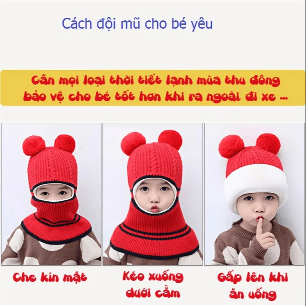 Alternative view of Mũ Len Ninja Trùm Cổ Giữ Ấm Cho Bé Ctb519 - Bechip