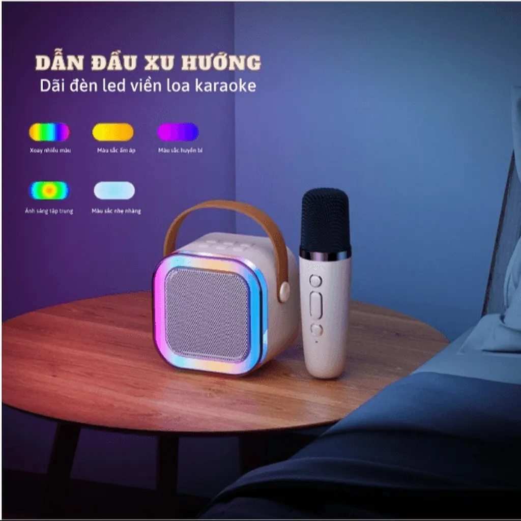 Alternative view of Loa Karaoke Bluetooth Mini K12 Tặng Kèm 2 Mic Không Dây, Có Thể Thay Đổi Giọng Ctb531 - Bechip