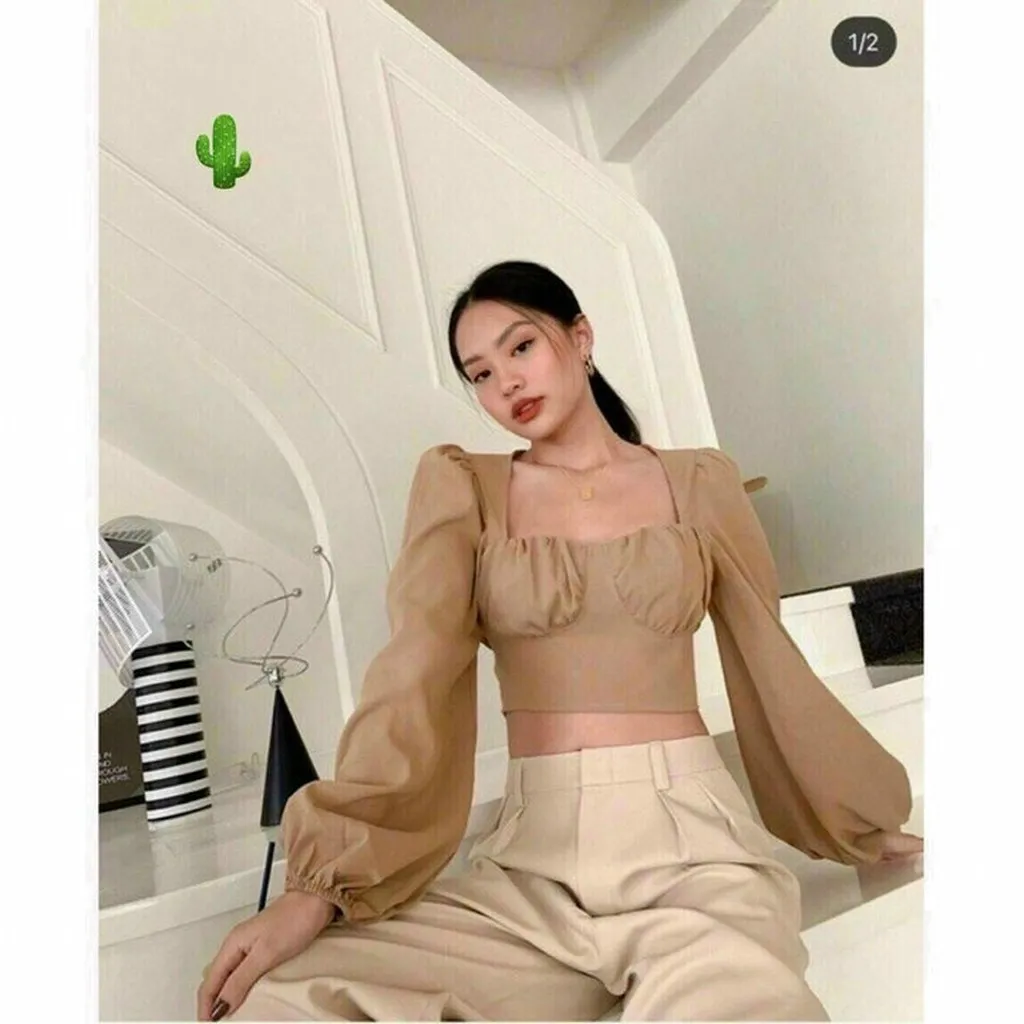 Áo Nữ Tiểu Thư Nơ Sau Tay Phồng Có Mút - Ausa House