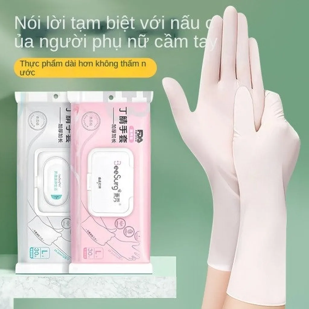 Hộp 30 Găng Tay Rửa Chén Bằng Pvc Mỏng - Su