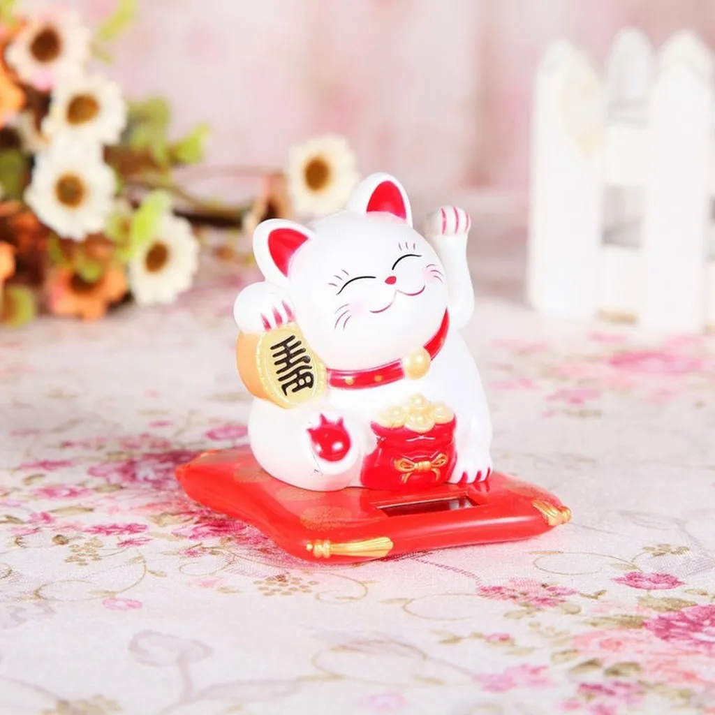 Tượng Mèo Ngồi Vẩy Tay Tự Động 7x6.5x7.5cm -gdn