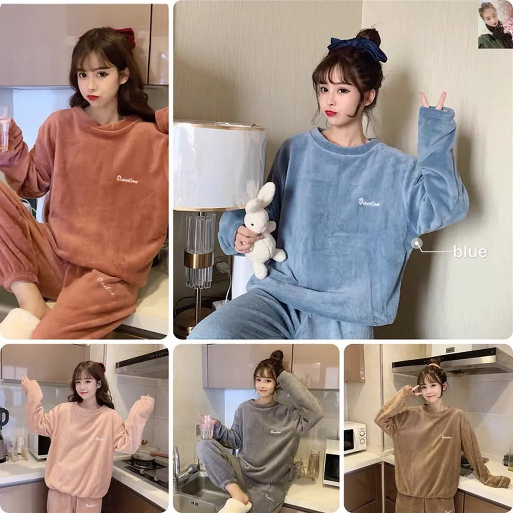 Alternative view of Bộ Mặc Nhà Thêu Chữ Chất Liệu Lông Nhung Dày Dặn, Mềm Mại Dành Cho Bạn Nữ - Diepchi Fashion