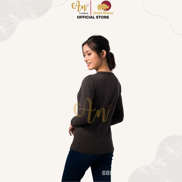 Alternative view of Áo Thun Nữ Tay Dài Cổ Tròn Màu Rêu Đậm Đông Ấm Hè Mát Chất Liệu 100% Cotton Cao Cấp - Gold Rhino