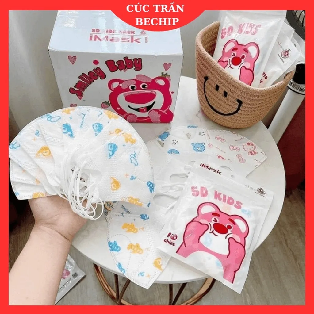 Combo 100 Cái Khẩu Trang 5d Trẻ Em 2-8 Tuổi Ctb554 - Bechip