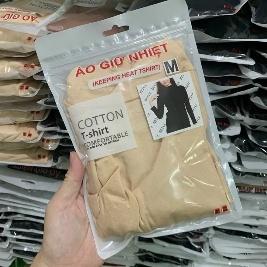 Alternative view of Combo 2 Áo Giữ Nhiệt Nữ Cổ 5p Cotton Hàng Made In Việt Nam Size L Da