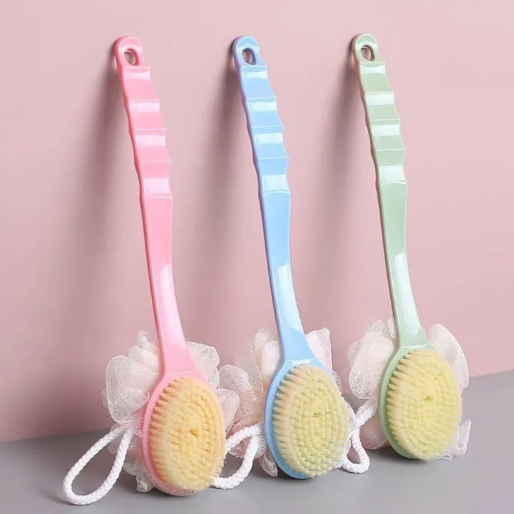 Bàn Chải Chà Lưng Kèm Bông Tắm 2in1 - Su