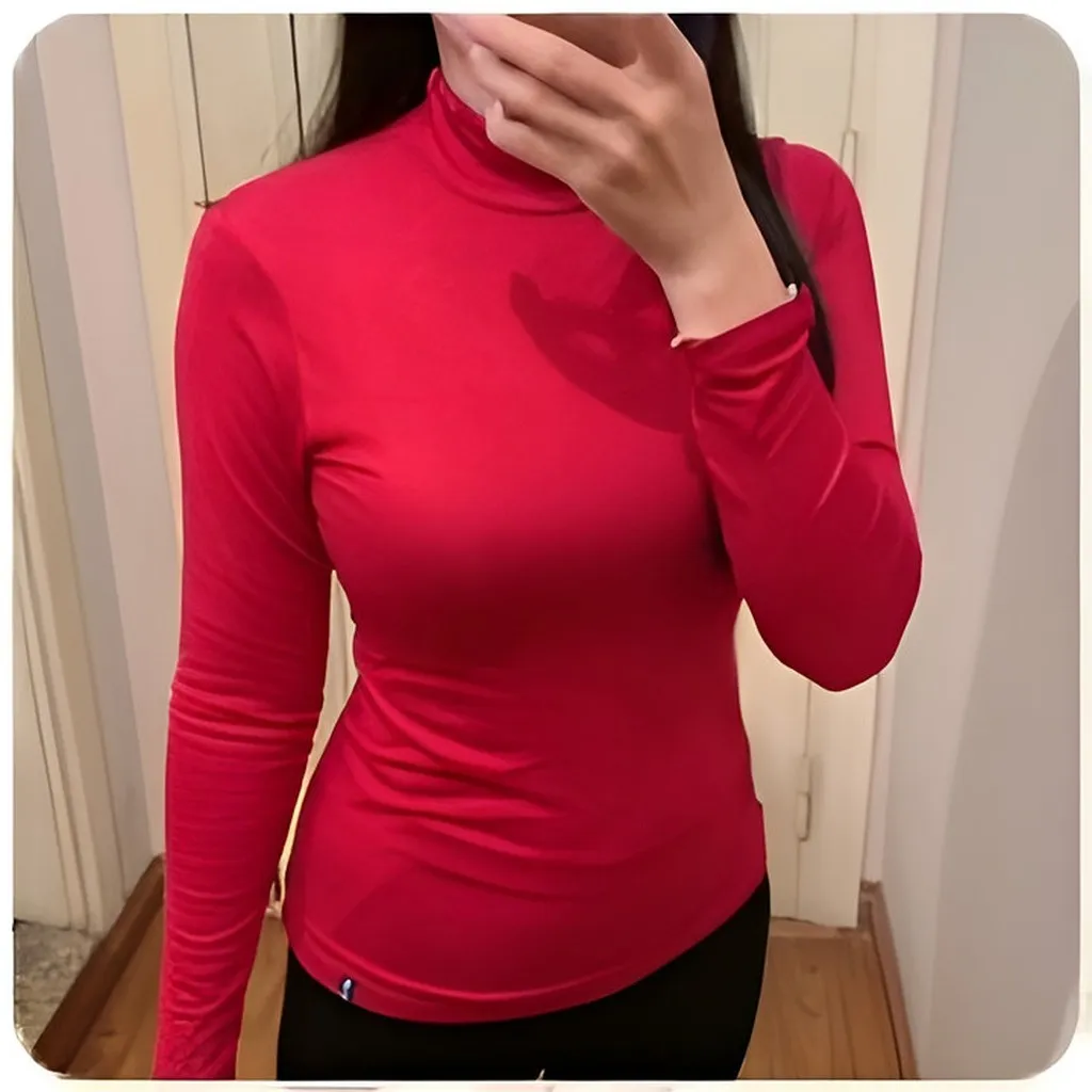 Combo 2 Áo Giữ Nhiệt Nữ Cổ 5p Cotton Hàng Made In Việt Nam Size S Đỏ Đô